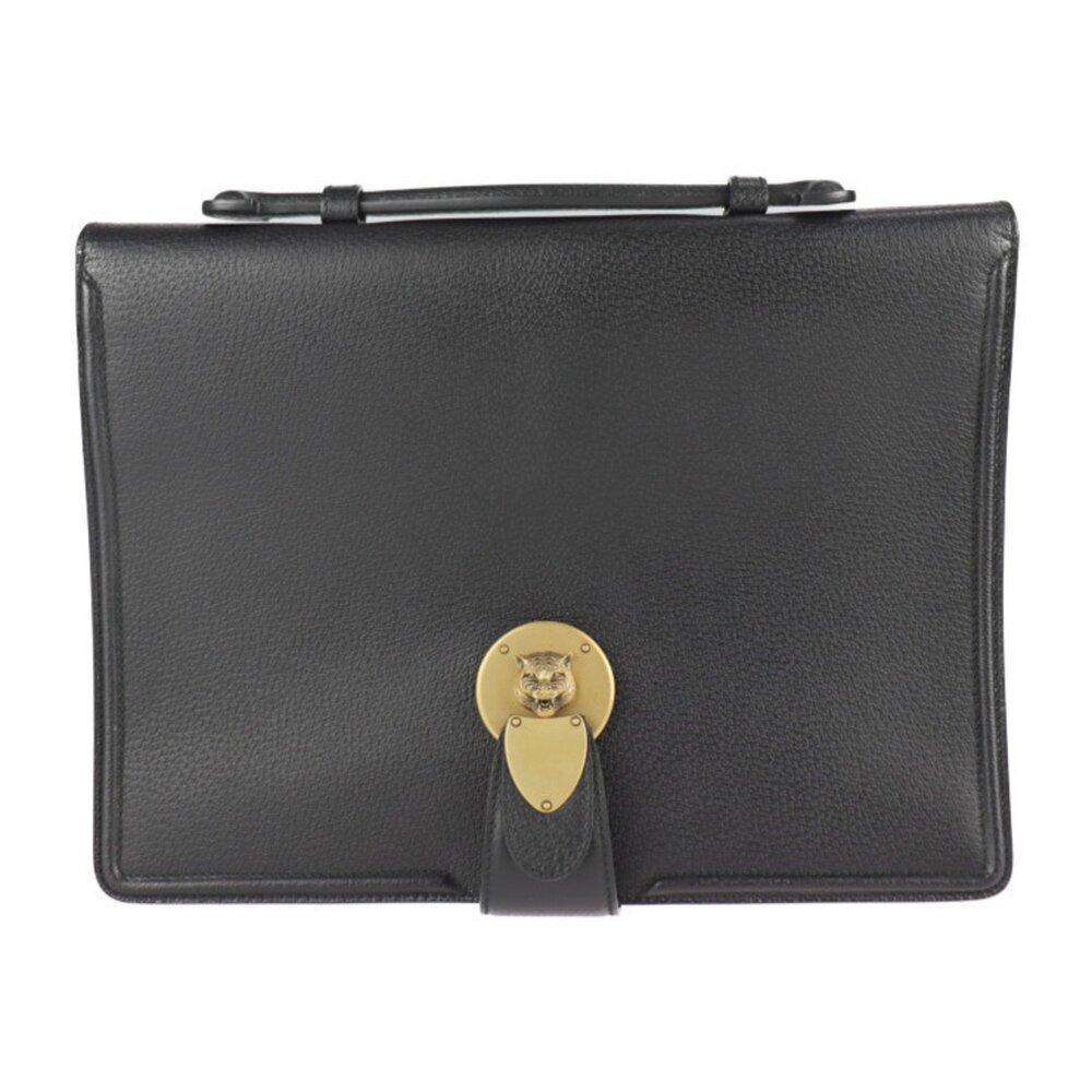 GUCCI Black Leather Tote Bag